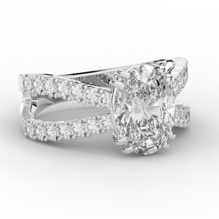3.75CT.TW OVAL LAB DIAMOND SPLIT BAND ENGAGEMENT RING