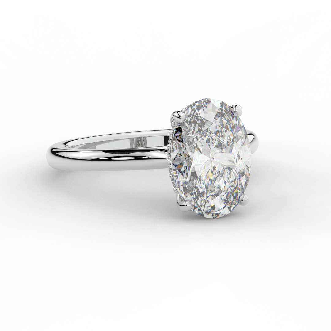 2.05CT.TW OVAL LAB DIAMOND UNDERHALO ENGAGEMENT RING - Nazarelle