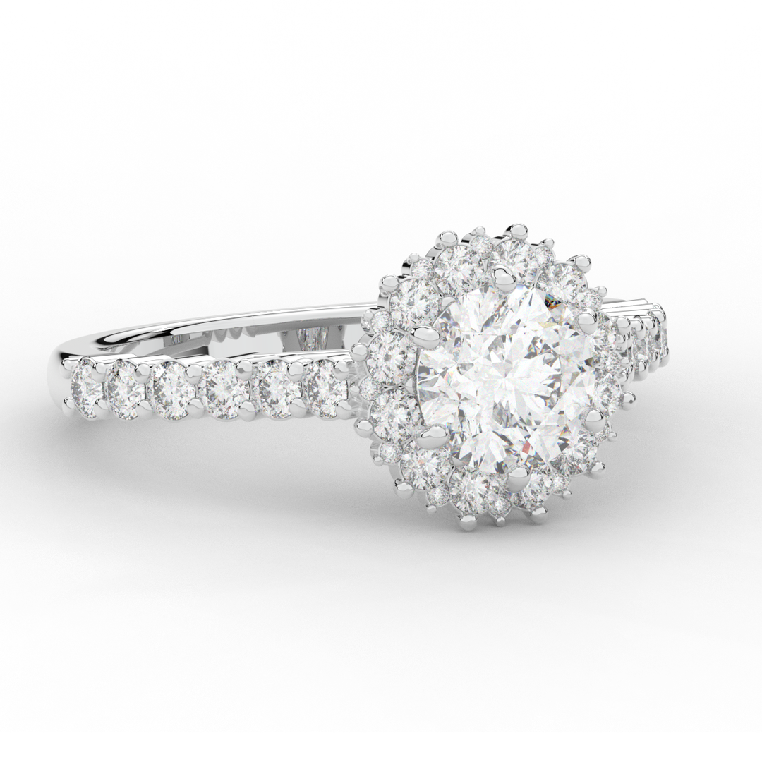 1.60CT.TW ROUND LAB DIAMOND HALO ENGAGEMENT RING - Nazarelle