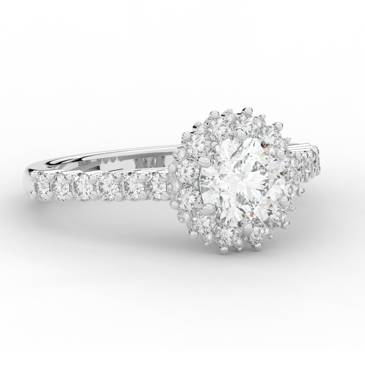 1.60CT.TW ROUND LAB DIAMOND HALO ENGAGEMENT RING - Nazarelle