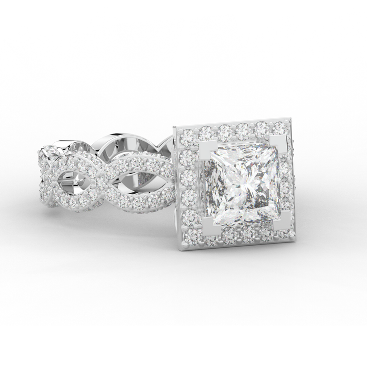 2.40CT.TW PRINCESS LAB DIAMOND HALO ENGAGEMENT RING - Nazarelle