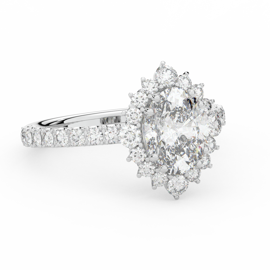 2.80CT.TW OVAL LAB DIAMOND HALO ENGAGEMENT RING - Nazarelle