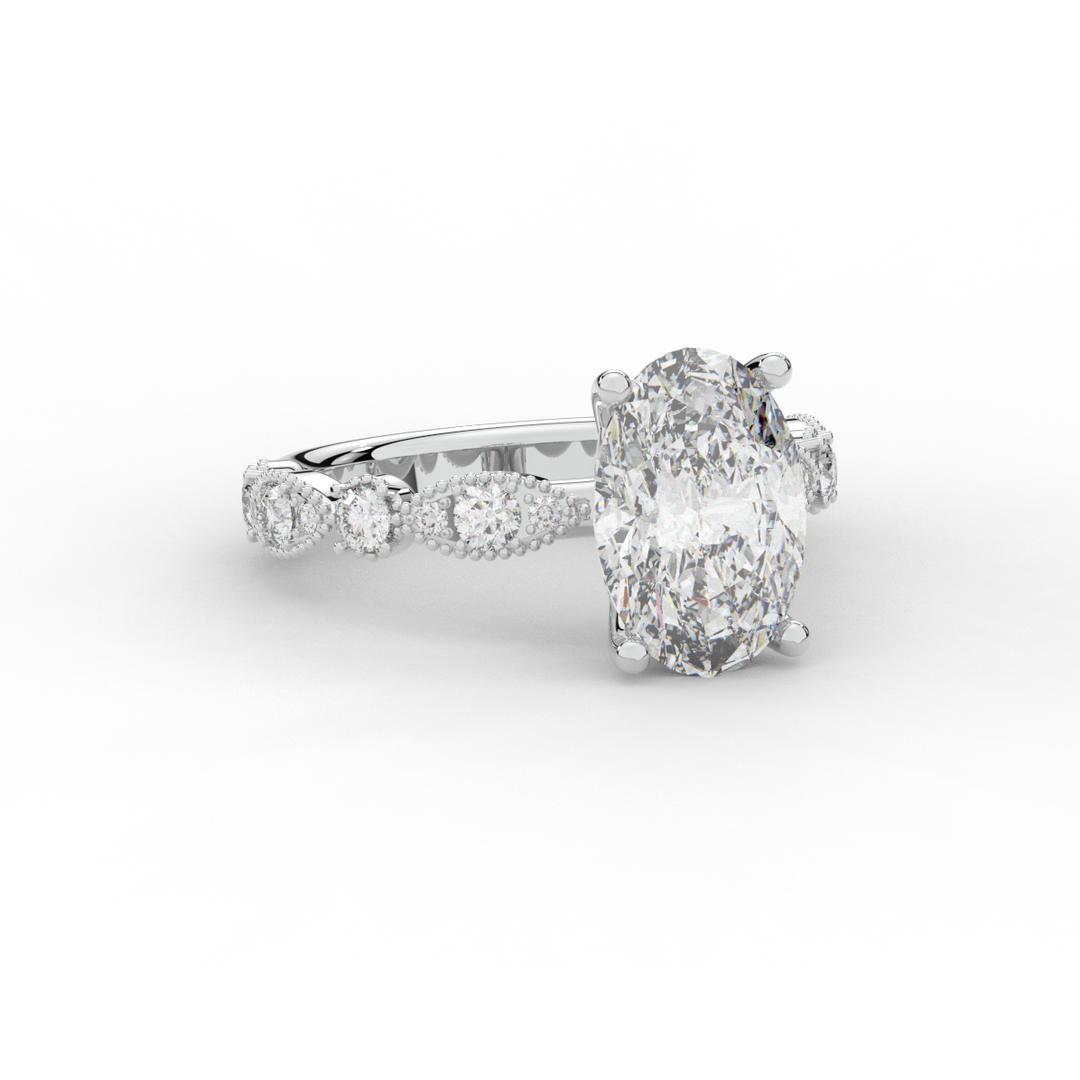 3.50CT.TW OVAL LAB DIAMOND SOLITAIRE ENGAGEMENT RING - Nazarelle