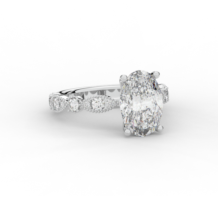 3.50CT.TW OVAL LAB DIAMOND SOLITAIRE ENGAGEMENT RING - Nazarelle