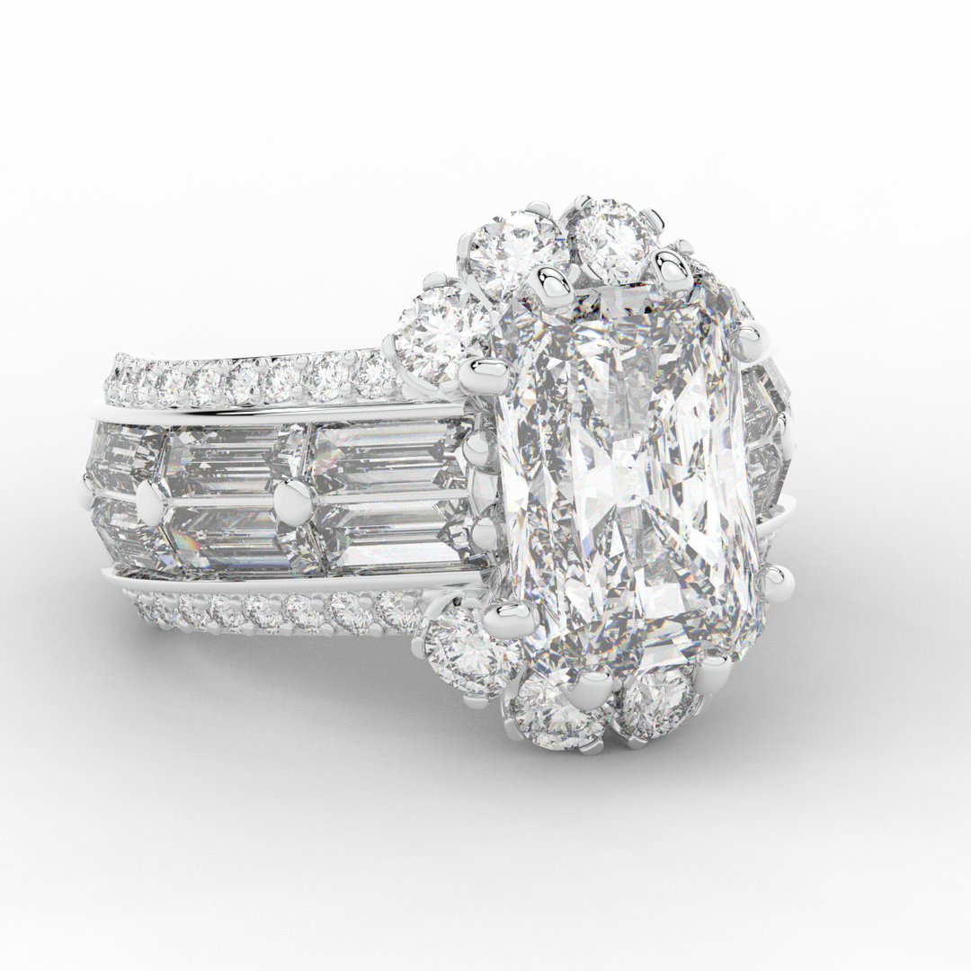 8.25CT.TW RADIANT LAB DIAMOND HALO ENGAGEMENT RING - Nazarelle