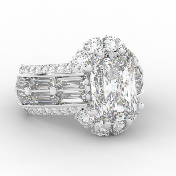 8.25CT.TW RADIANT LAB DIAMOND HALO ENGAGEMENT RING - Nazarelle