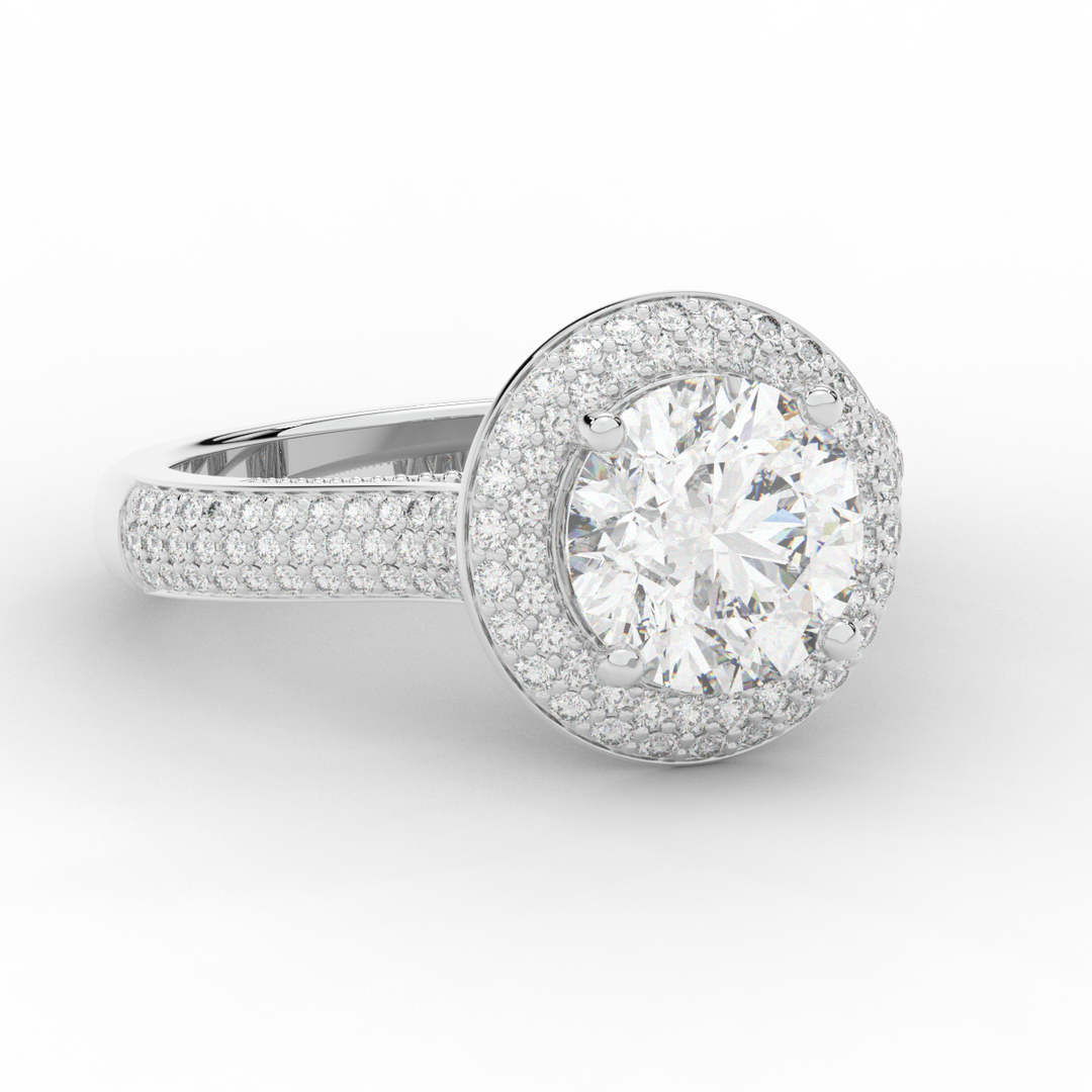 2.45CT.TW ROUND LAB DIAMOND HALO ENGAGEMENT RING - Nazarelle