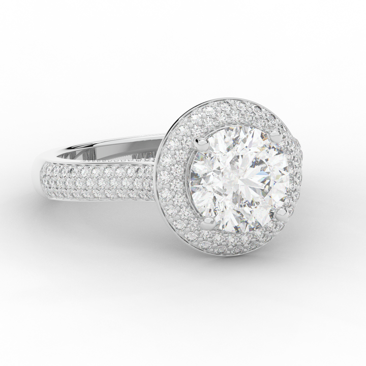 2.45CT.TW ROUND LAB DIAMOND HALO ENGAGEMENT RING - Nazarelle