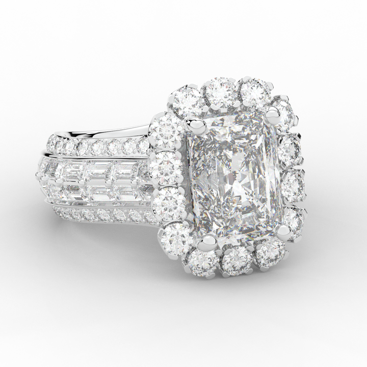8.00CT.TW RADIANT LAB DIAMOND HALO ENGAGEMENT RING - Nazarelle