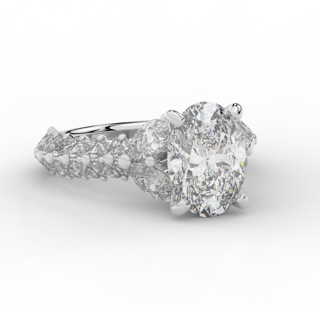5.25CT.TW OVAL LAB DIAMOND HALO ENGAGEMENT RING - Nazarelle