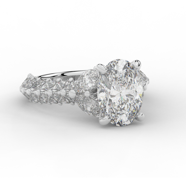 5.25CT.TW OVAL LAB DIAMOND HALO ENGAGEMENT RING - Nazarelle