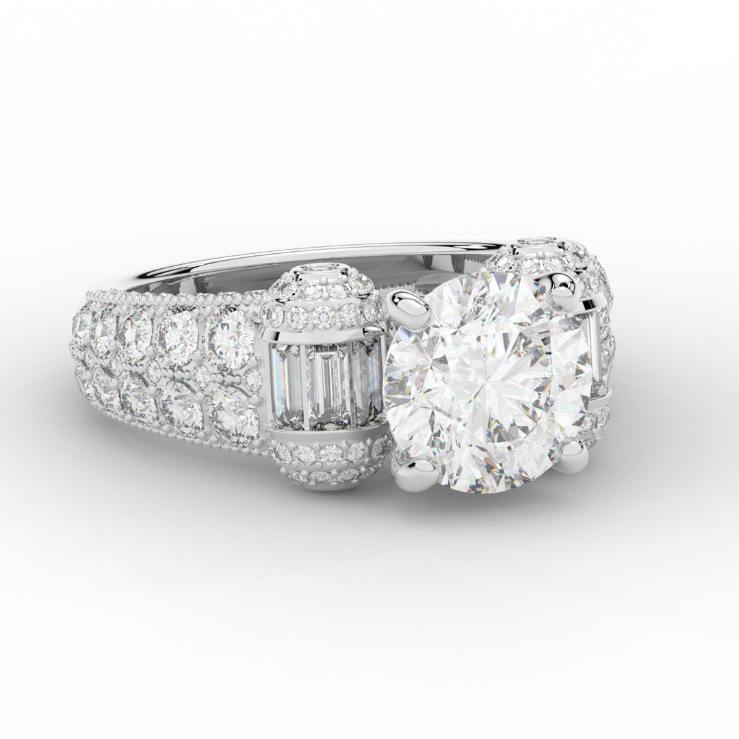 4.75CT.TW ROUND LAB DIAMOND ENGAGEMENT RING - Nazarelle