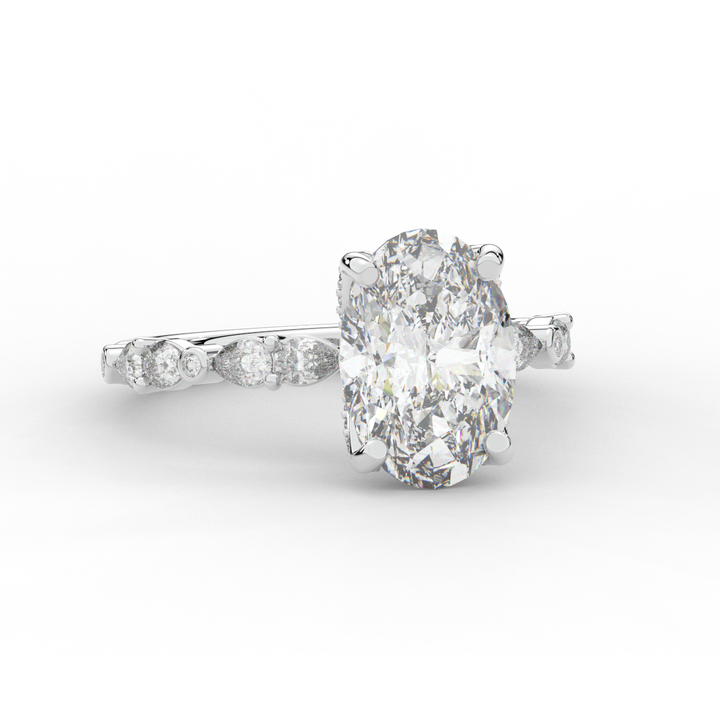3.60CT.TW OVAL LAB DIAMOND SOLITAIRE ENGAGEMENT RING - Nazarelle