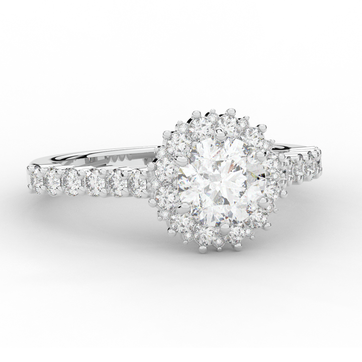 1.60CT.TW ROUND LAB DIAMOND HALO ENGAGEMENT RING - Nazarelle