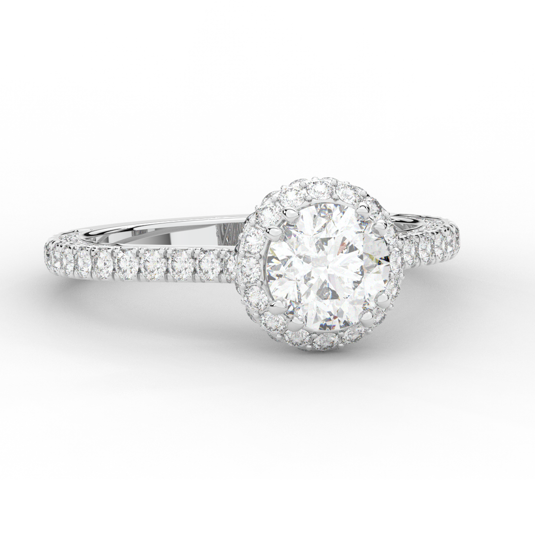 1.90CT.TW ROUND LAB DIAMOND HALO ENGAGEMENT RING - Nazarelle