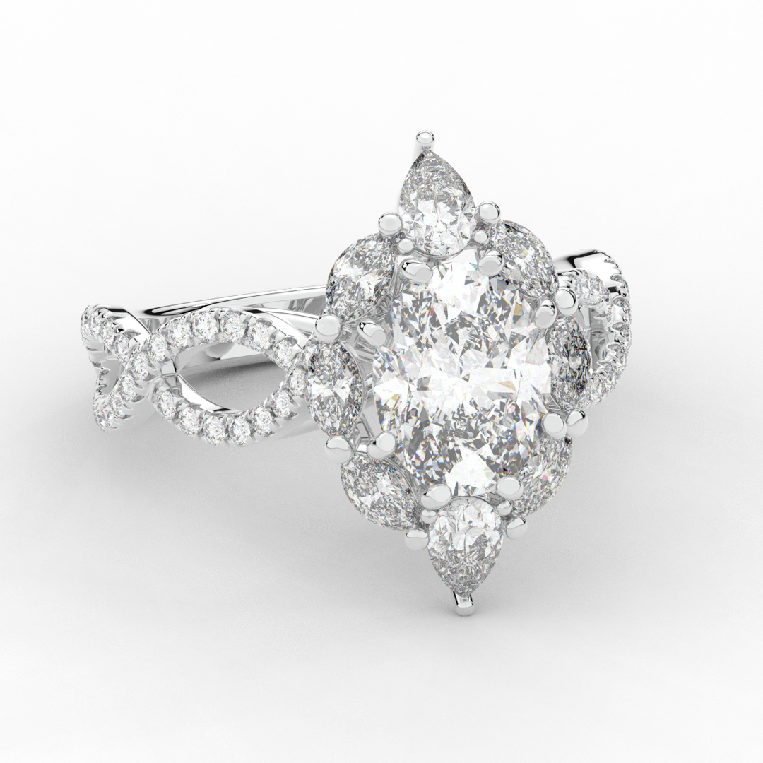 3.00CT.TW OVAL LAB DIAMOND HALO ENGAGEMENT RING - Nazarelle