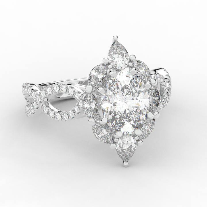 3.00CT.TW OVAL LAB DIAMOND HALO ENGAGEMENT RING - Nazarelle
