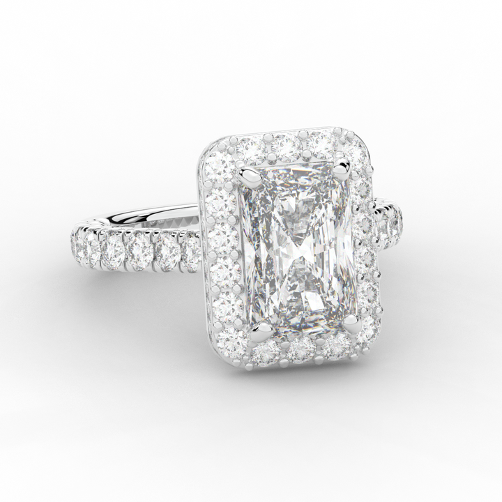 4.50CT.TW RADIANT LAB DIAMOND HALO ENGAGEMENT RING - Nazarelle