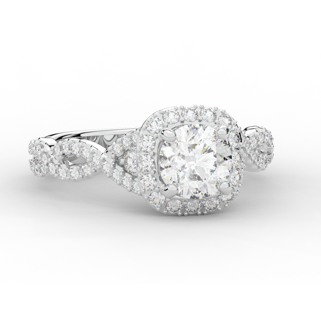 1.30CT.TW ROUND LAB DIAMOND HALO ENGAGEMENT RING - Nazarelle