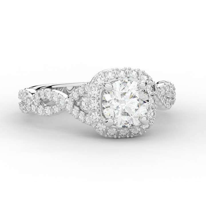 1.30CT.TW ROUND LAB DIAMOND HALO ENGAGEMENT RING - Nazarelle