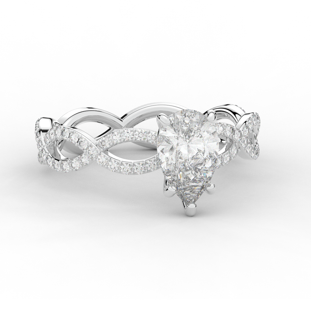 1.30CT.TW PEAR LAB DIAMOND TWIST BAND ENGAGEMENT RING - Nazarelle
