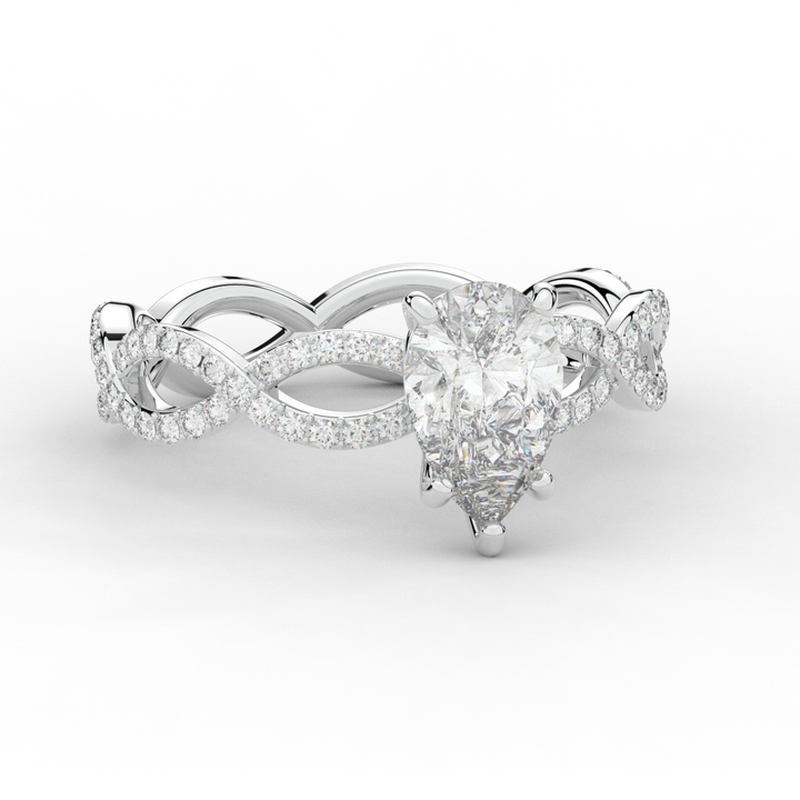 1.30CT.TW PEAR LAB DIAMOND TWIST BAND ENGAGEMENT RING - Nazarelle