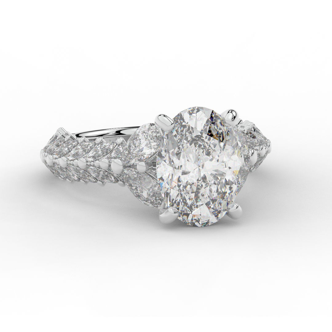 5.25CT.TW OVAL LAB DIAMOND HALO ENGAGEMENT RING - Nazarelle