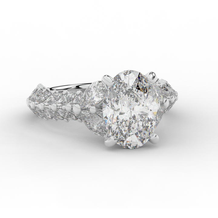 5.25CT.TW OVAL LAB DIAMOND HALO ENGAGEMENT RING - Nazarelle