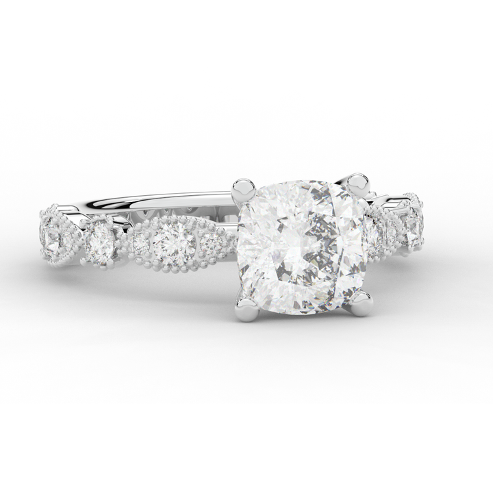 2.50CT.TW CUSHION LAB DIAMOND SOLITAIRE ENGAGEMENT RING - Nazarelle