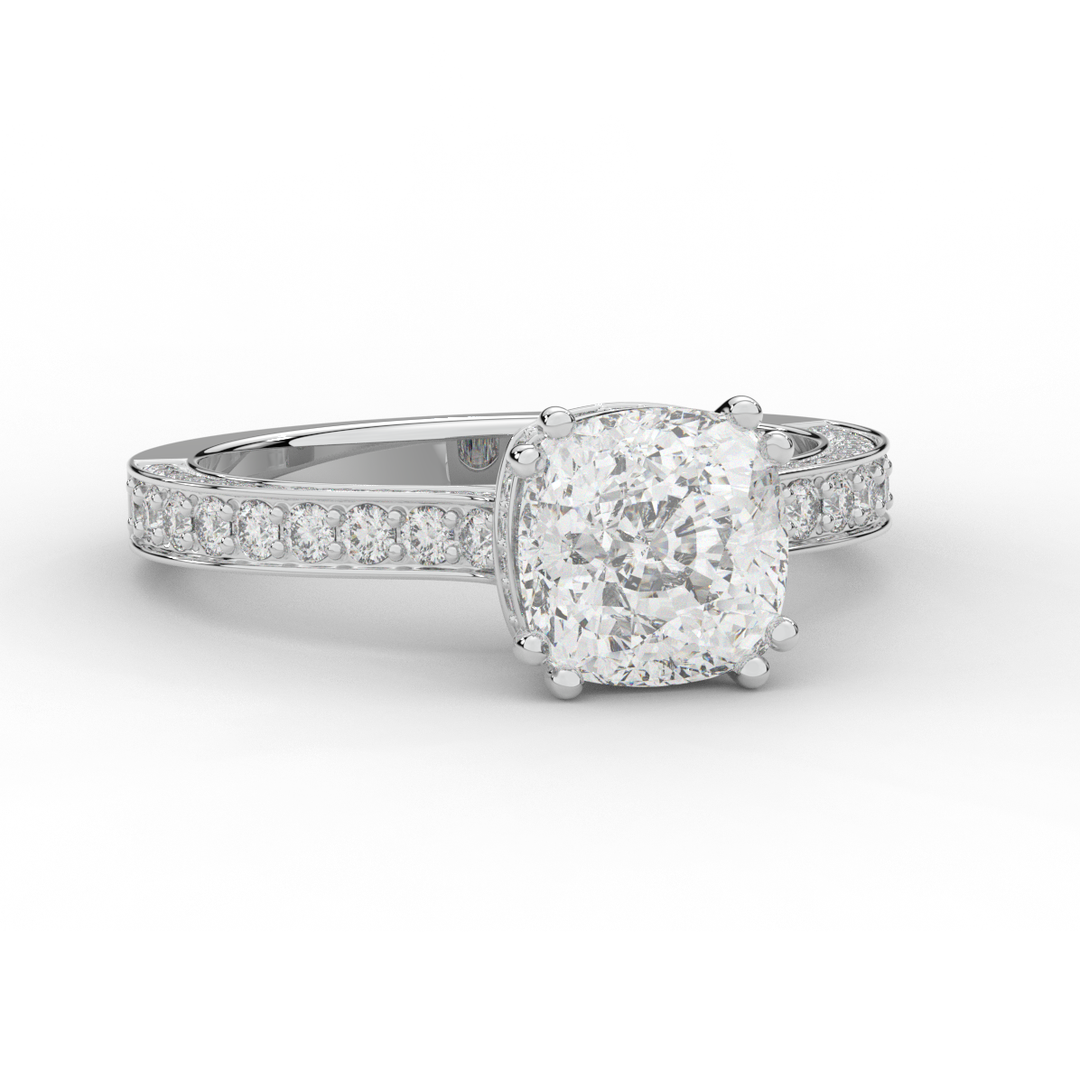 2.60CT.TW CUSHION LAB DIAMOND SOLITAIRE ENGAGEMENT RING - Nazarelle