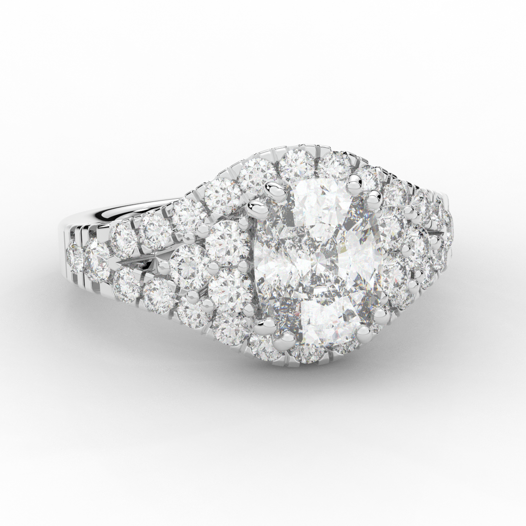 3.10CT.TW CUSHION LAB DIAMOND HALO ENGAGEMENT RING - Nazarelle