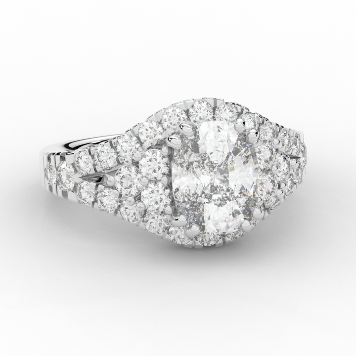 3.10CT.TW CUSHION LAB DIAMOND HALO ENGAGEMENT RING - Nazarelle