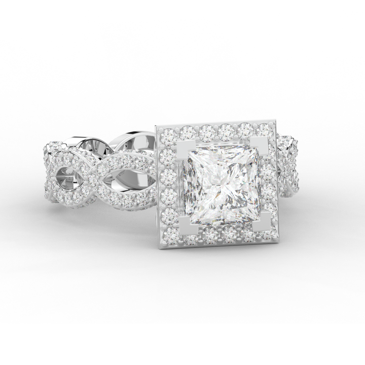 2.40CT.TW PRINCESS LAB DIAMOND HALO ENGAGEMENT RING - Nazarelle