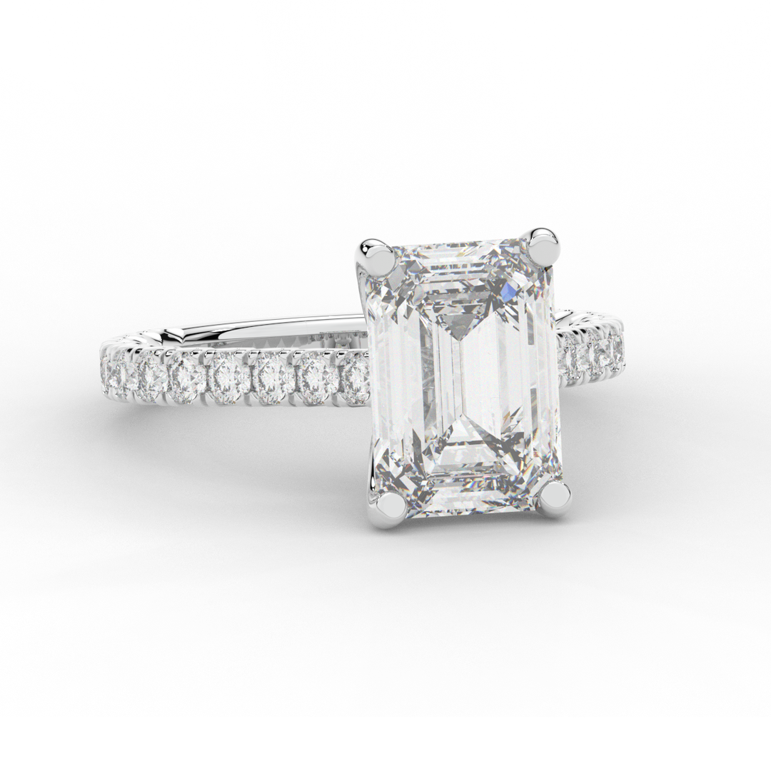 4.25CT.TW EMERALD CUT LAB DIAMOND SOLITAIRE ENGAGEMENT RING - Nazarelle