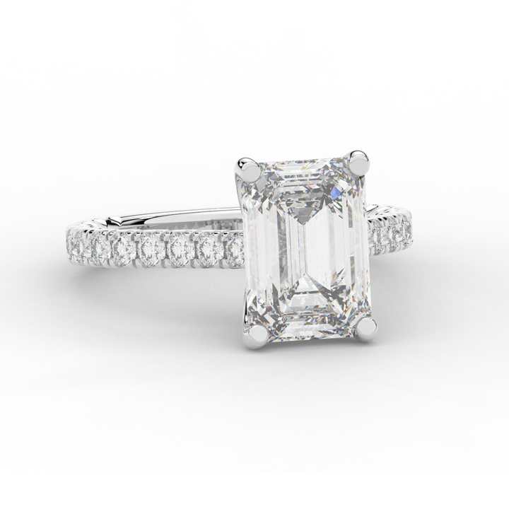 4.25CT.TW EMERALD CUT LAB DIAMOND SOLITAIRE ENGAGEMENT RING - Nazarelle