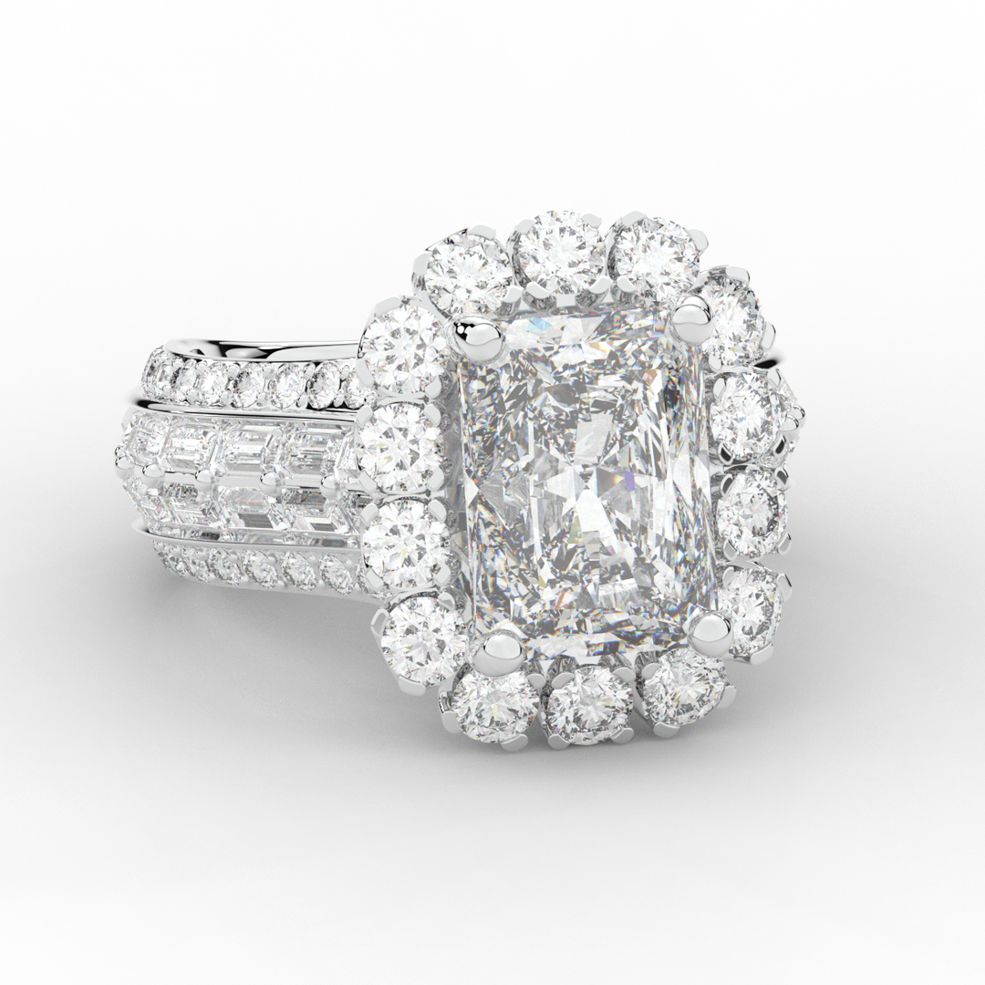 8.00CT.TW RADIANT LAB DIAMOND HALO ENGAGEMENT RING - Nazarelle