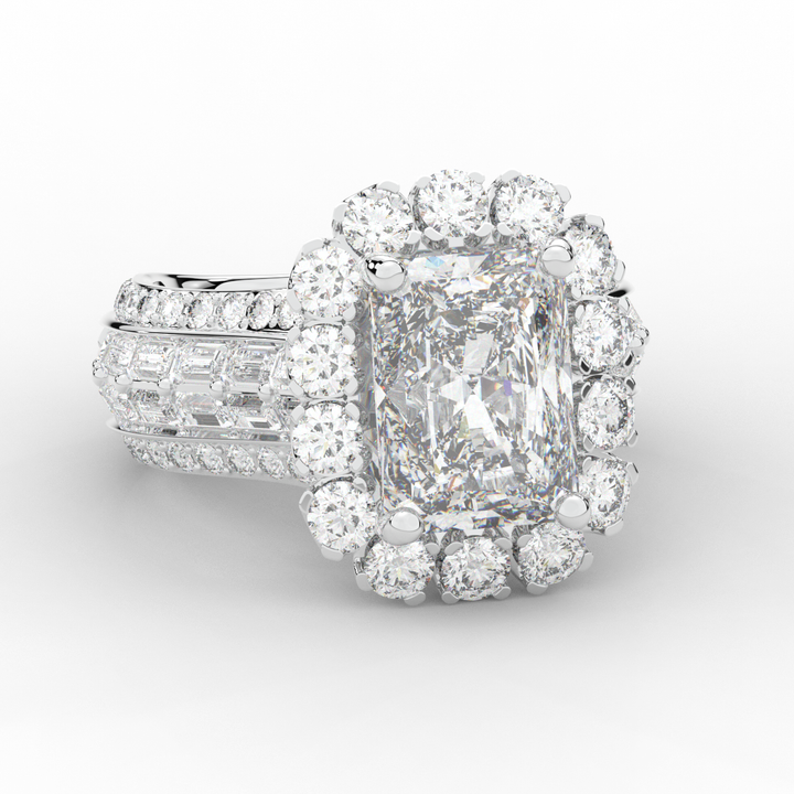 8.00CT.TW RADIANT LAB DIAMOND HALO ENGAGEMENT RING - Nazarelle