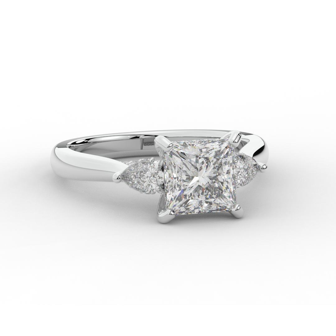 2.40CT.TW PRINCESS LAB DIAMOND 3 STONE ENGAGEMENT RING - Nazarelle
