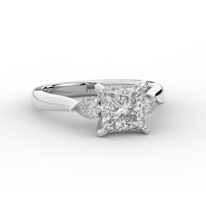 2.40CT.TW PRINCESS LAB DIAMOND 3 STONE ENGAGEMENT RING - Nazarelle