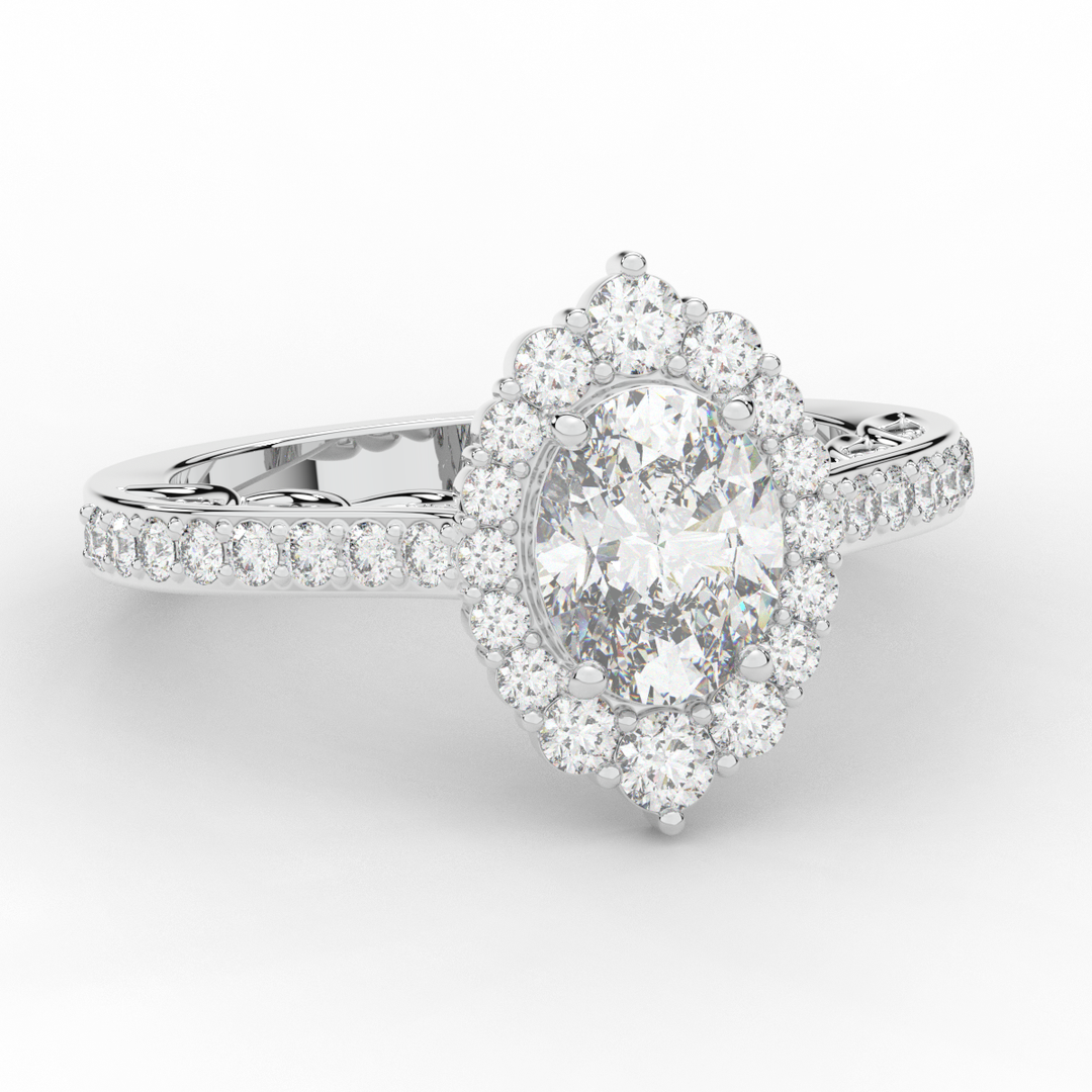 1.75CT.TW OVAL LAB DIAMOND HALO ENGAGEMENT RING - Nazarelle