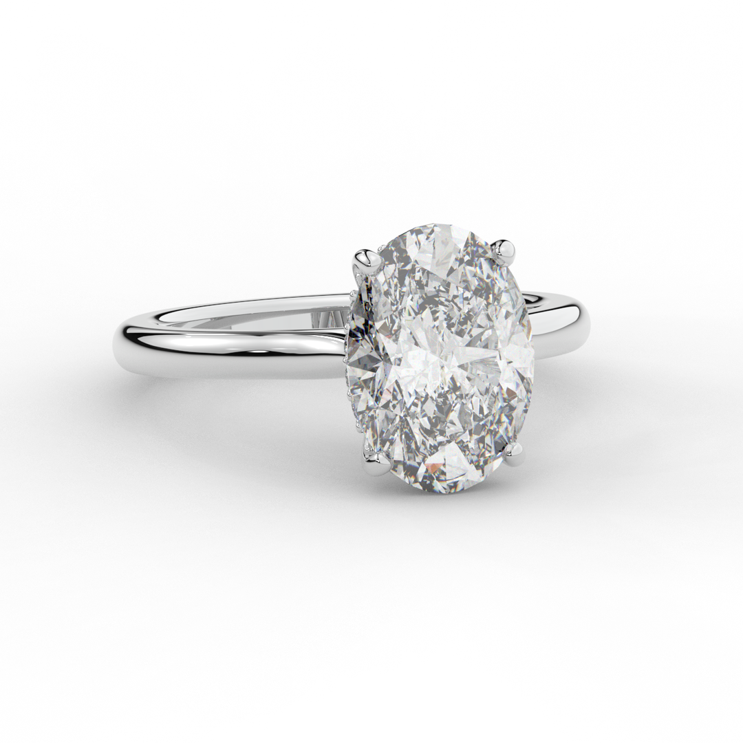 2.05CT.TW OVAL LAB DIAMOND UNDERHALO ENGAGEMENT RING - Nazarelle