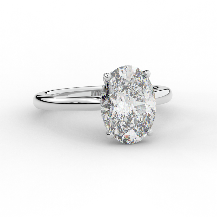 2.05CT.TW OVAL LAB DIAMOND UNDERHALO ENGAGEMENT RING - Nazarelle