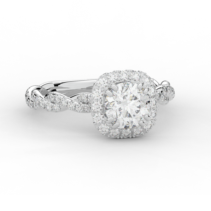 1.55CT.TW ROUND LAB DIAMOND HALO TWIST ENGAGEMENT RING - Nazarelle