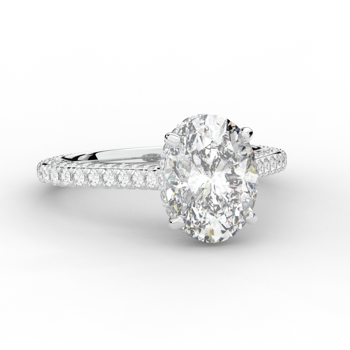 4.00CT.TW OVAL LAB DIAMOND UNDERHALO SOLITAIRE ENGAGEMENT RING - Nazarelle