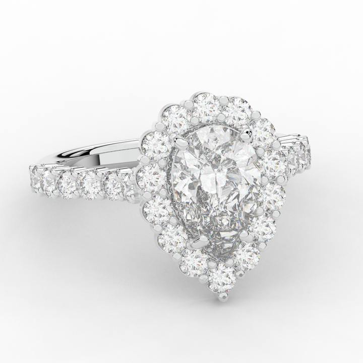 3.10CT.TW PEAR LAB DIAMOND HALO ENGAGEMENT RING - Nazarelle