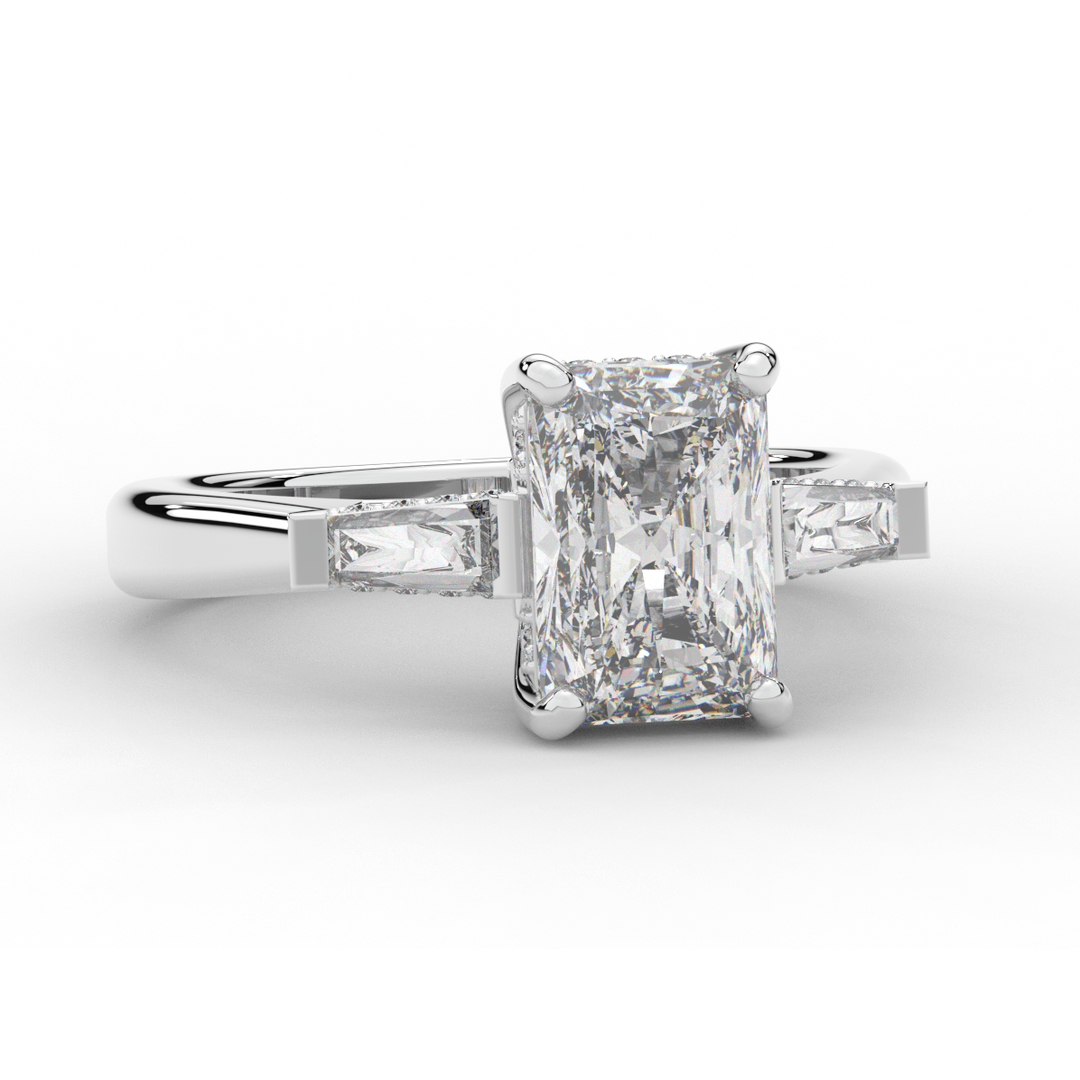 3.45CT.TW RADIANT LAB DIAMOND 3 STONE ENGAGEMENT RING - Nazarelle