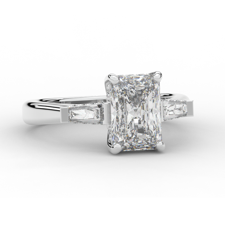 3.45CT.TW RADIANT LAB DIAMOND 3 STONE ENGAGEMENT RING - Nazarelle