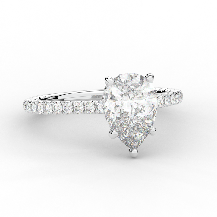 2.50CT.TW PEAR LAB DIAMOND UNDERHALO SOLITAIRE ENGAGEMENT RING - Nazarelle