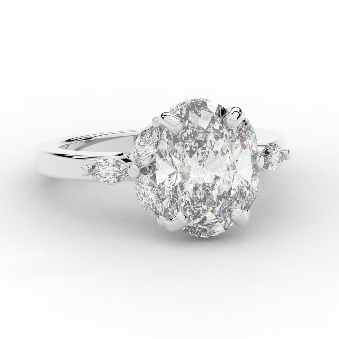 2.85CT.TW OVAL LAB DIAMOND ENGAGEMENT RING - Nazarelle