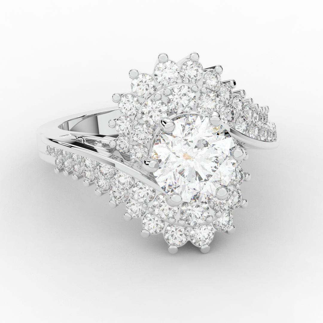3.35CT.TW ROUND LAB DIAMOND BYPASS HALO ENGAGEMENT RING - Nazarelle